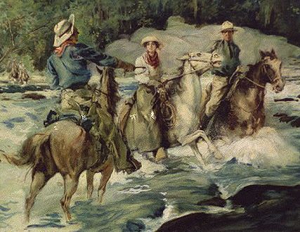 Horses Crossing the River by Thomas Fogarty 19th Century Public Domain